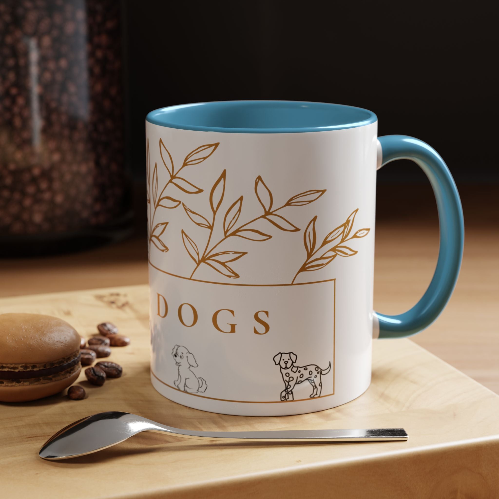 I Love Dogs Accent Coffee Mug — Gold Leaf Dog Lover Ceramic Mug (11oz & 15oz)