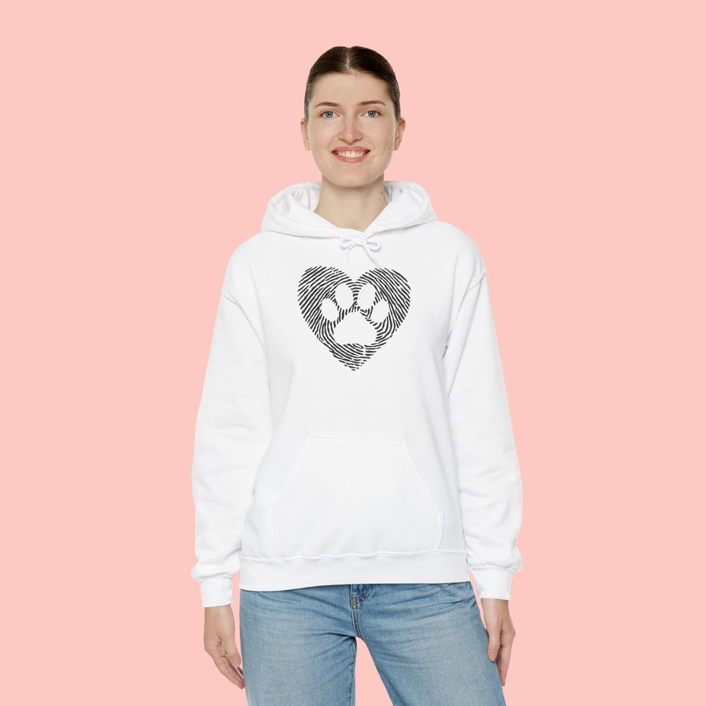 Heart Paw Print Hoodie — Dog Lover Heart Paw Graphic Sweatshirt
