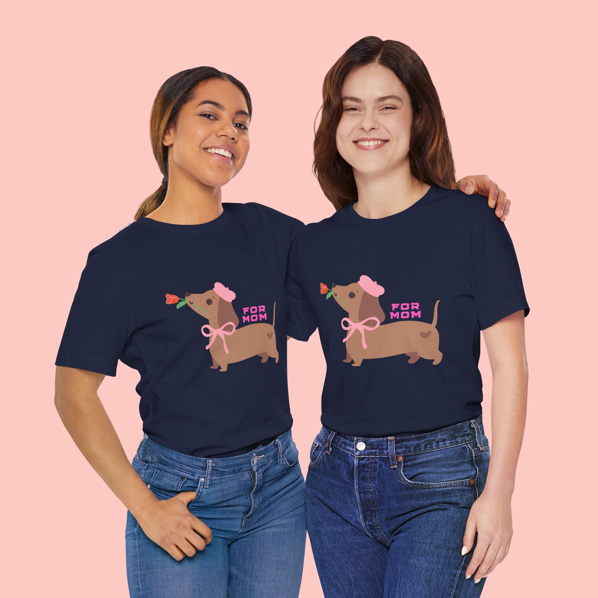 Mommy’s Dachshund Tee – Cute Dog with Rose “For Mom” Shirt