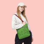 Dog Mom Tote Bag — Green All-Over-Print Cute Line-Drawing Dogs