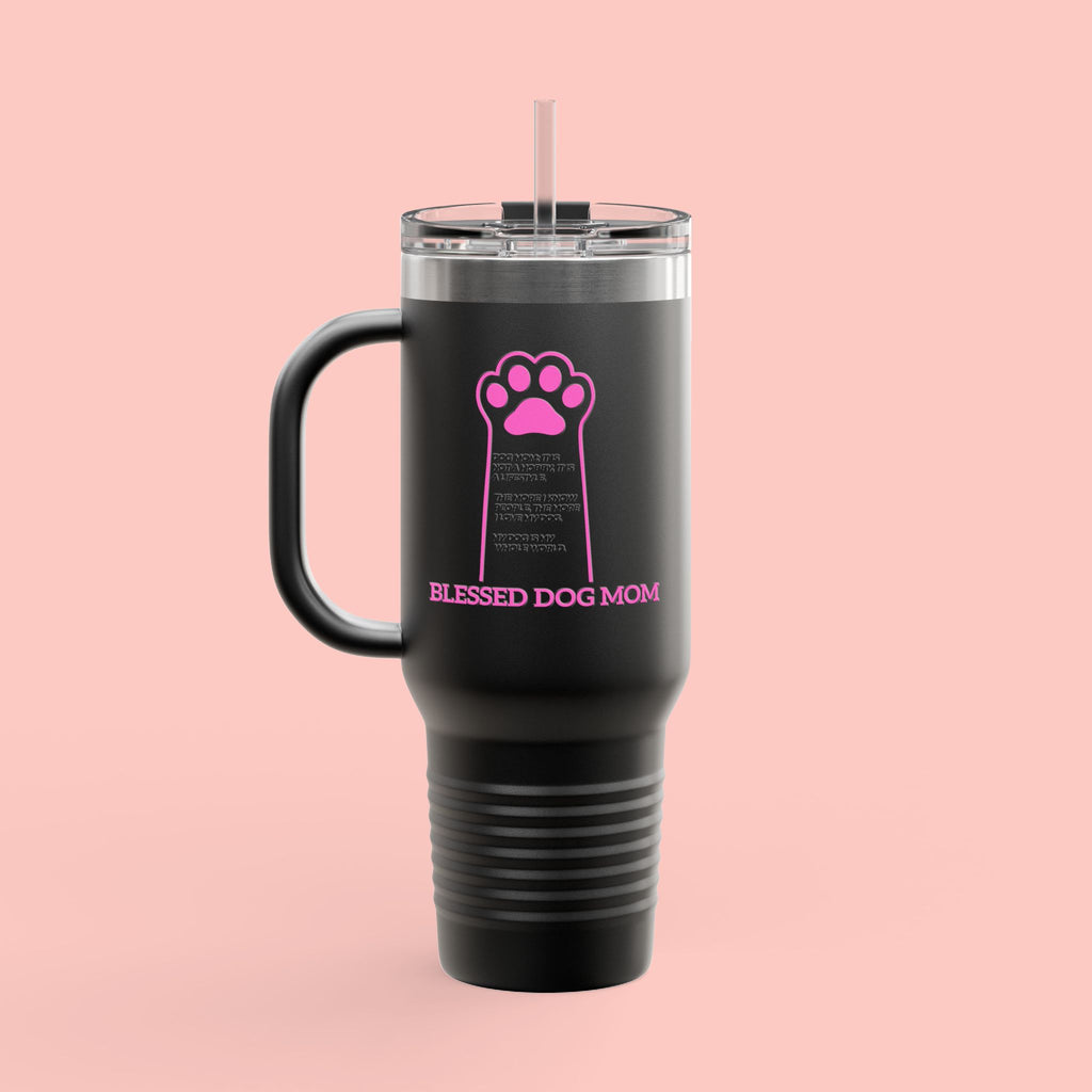 40oz Insulated Travel Mug — 'Groovy Mom' Pink Retro Design