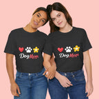 Dog Mom T-Shirt – Heart, Paw & Flower Graphic Tee
