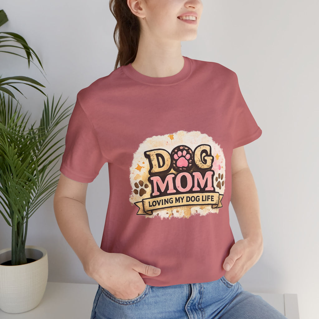Dog Mom T-Shirt – "Loving My Dog Life" Cute Paw Print Tee for Pet Moms