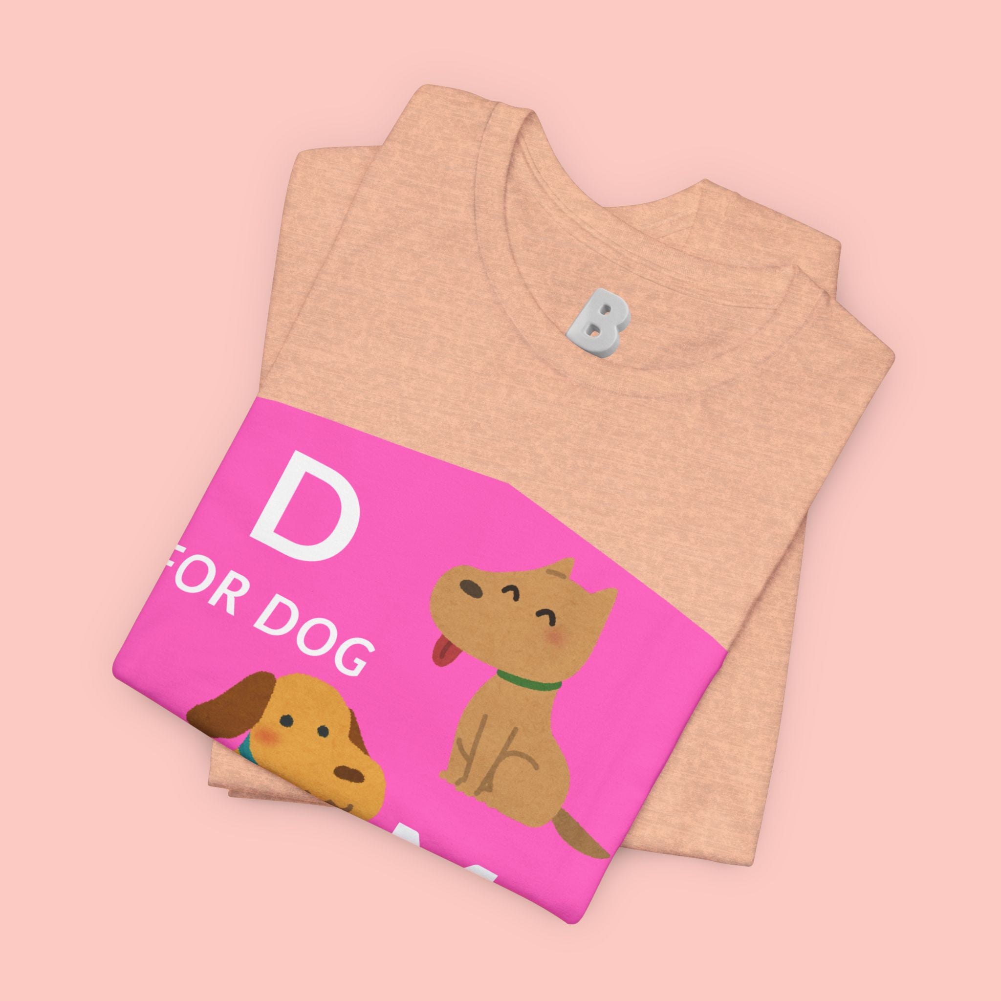 Dog Mom T-Shirt — Cute Pink "D for Dog, M for Mom" Graphic Tee