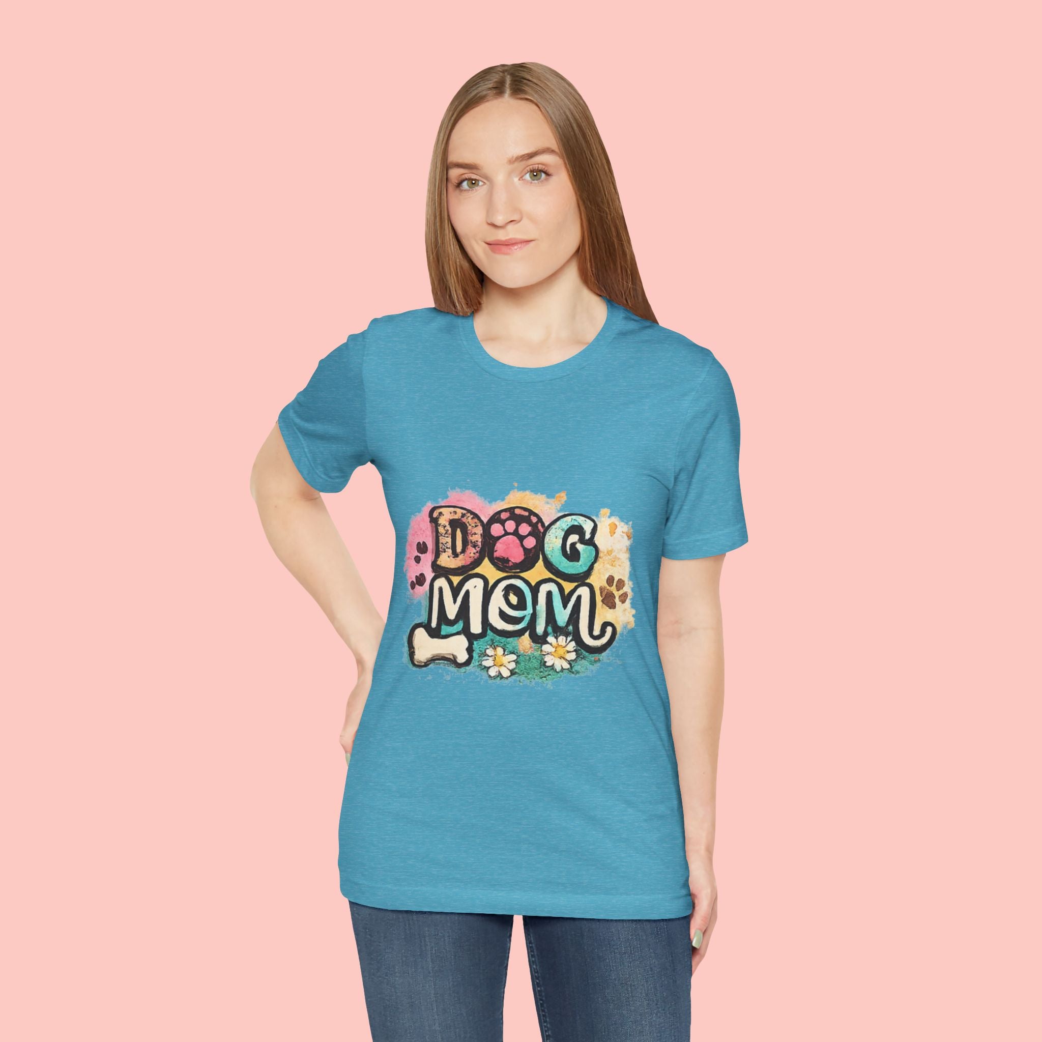 Dog Mom T-Shirt — Colorful Paw Print Graphic Tee for Pet Lovers