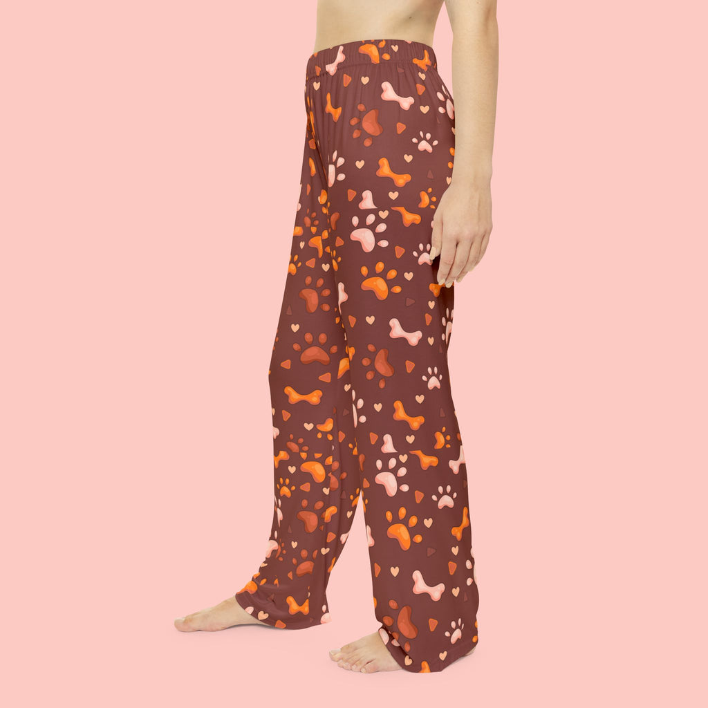 Women’s Pajama Pants — Cozy Brown Paw Print Sleepwear