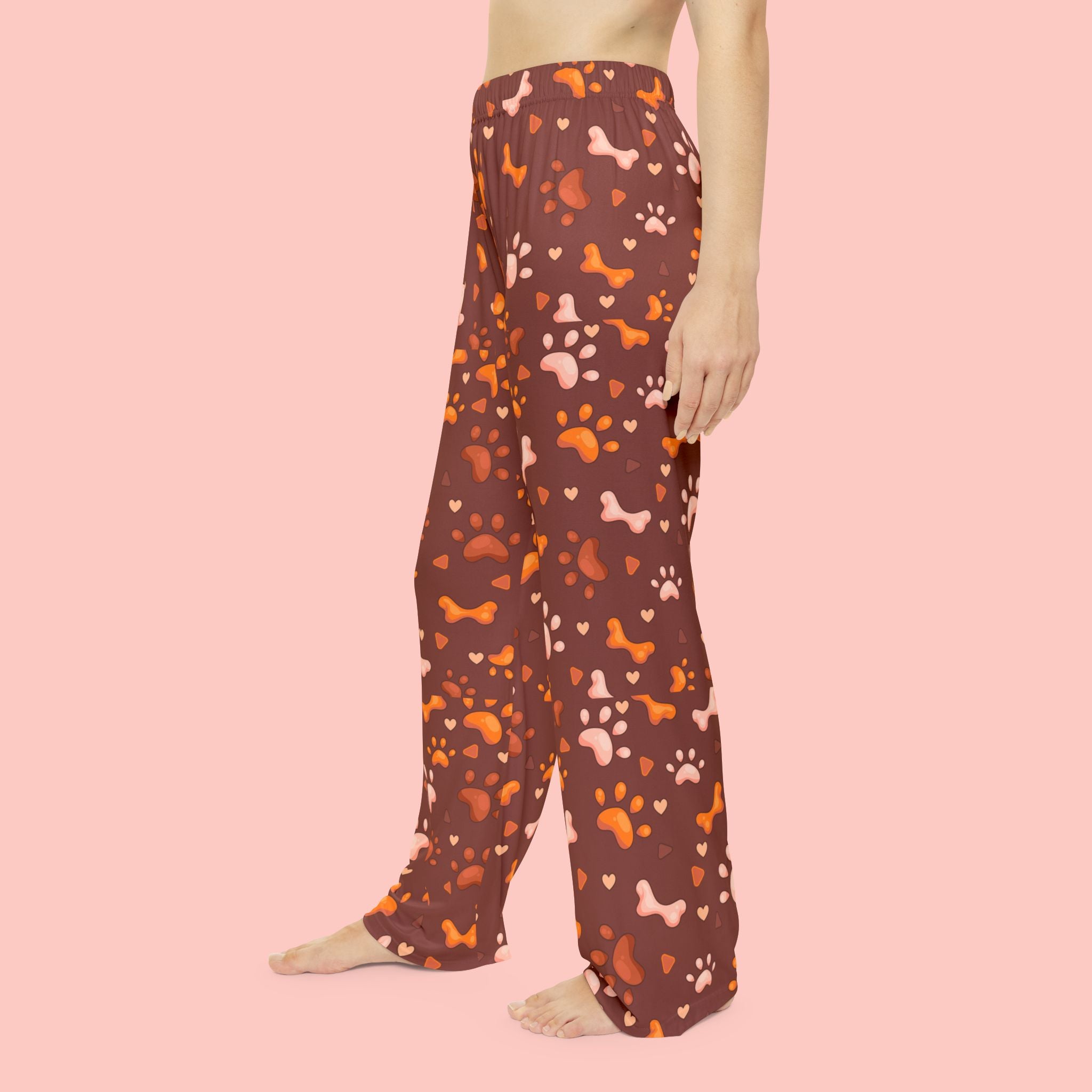Women’s Pajama Pants — Cozy Brown Paw Print Sleepwear