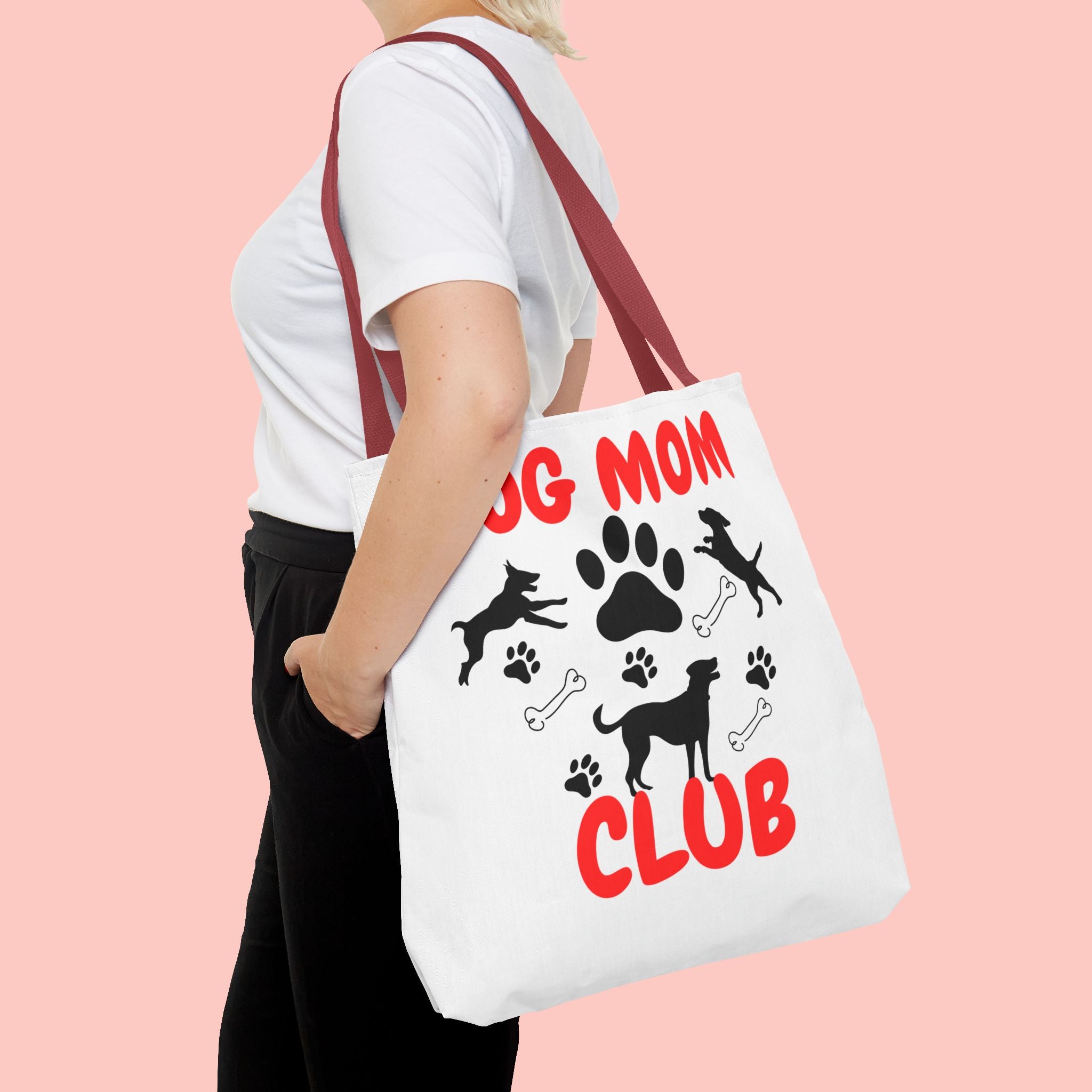 Dog Mom Club Tote Bag – Cute Paw Print Canvas Tote for Dog Lovers