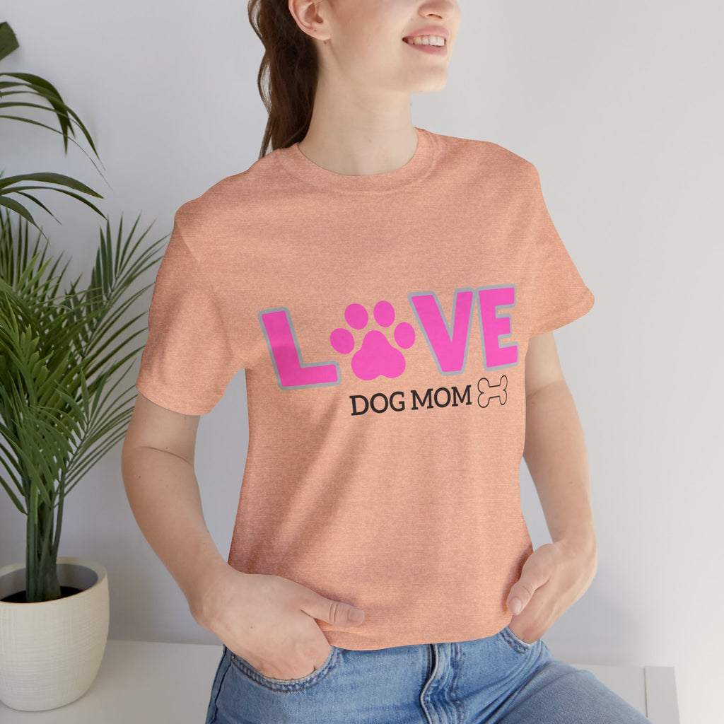 Love Dog Mom T-Shirt — Pink Paw Graphic Tee