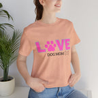 Love Dog Mom T-Shirt — Pink Paw Graphic Tee