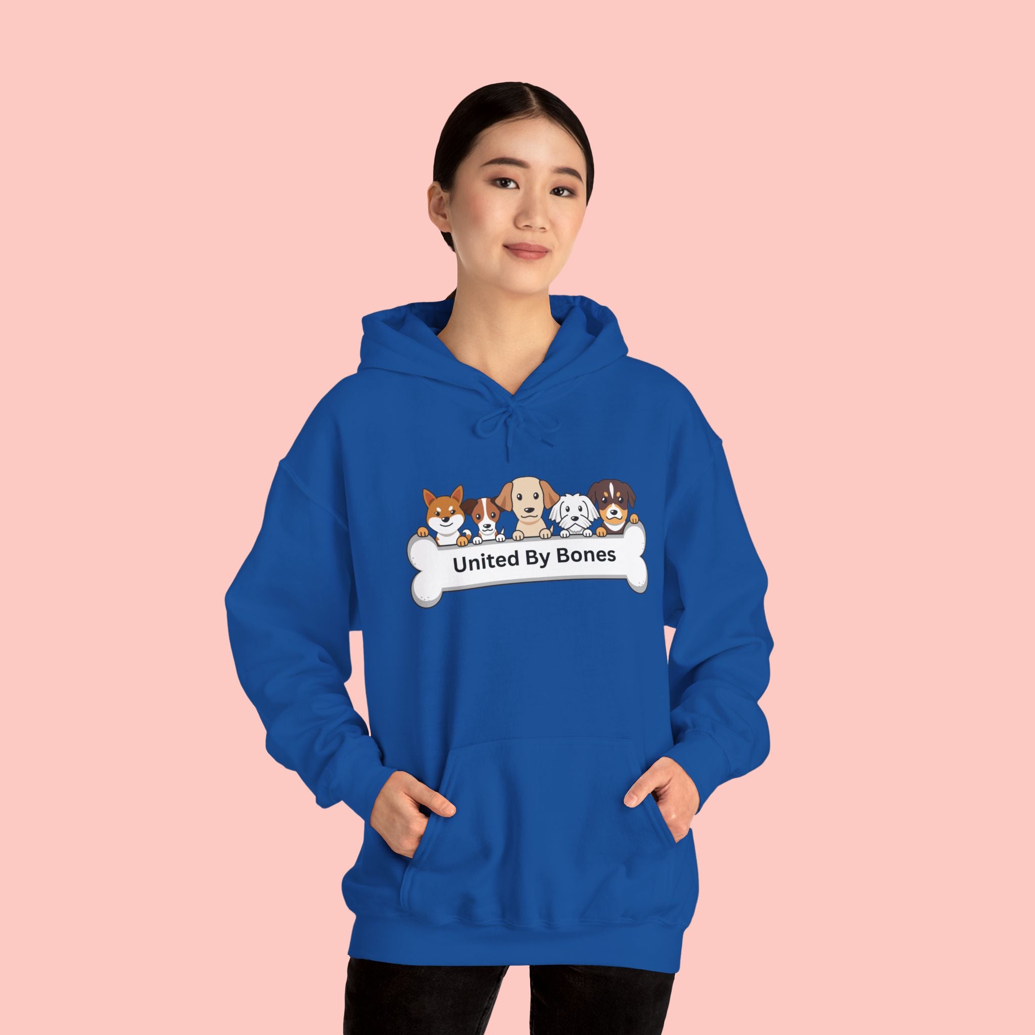 United By Bones Hoodie — Cute Cartoon Dogs Paw Bone Graphic Sweatshirt