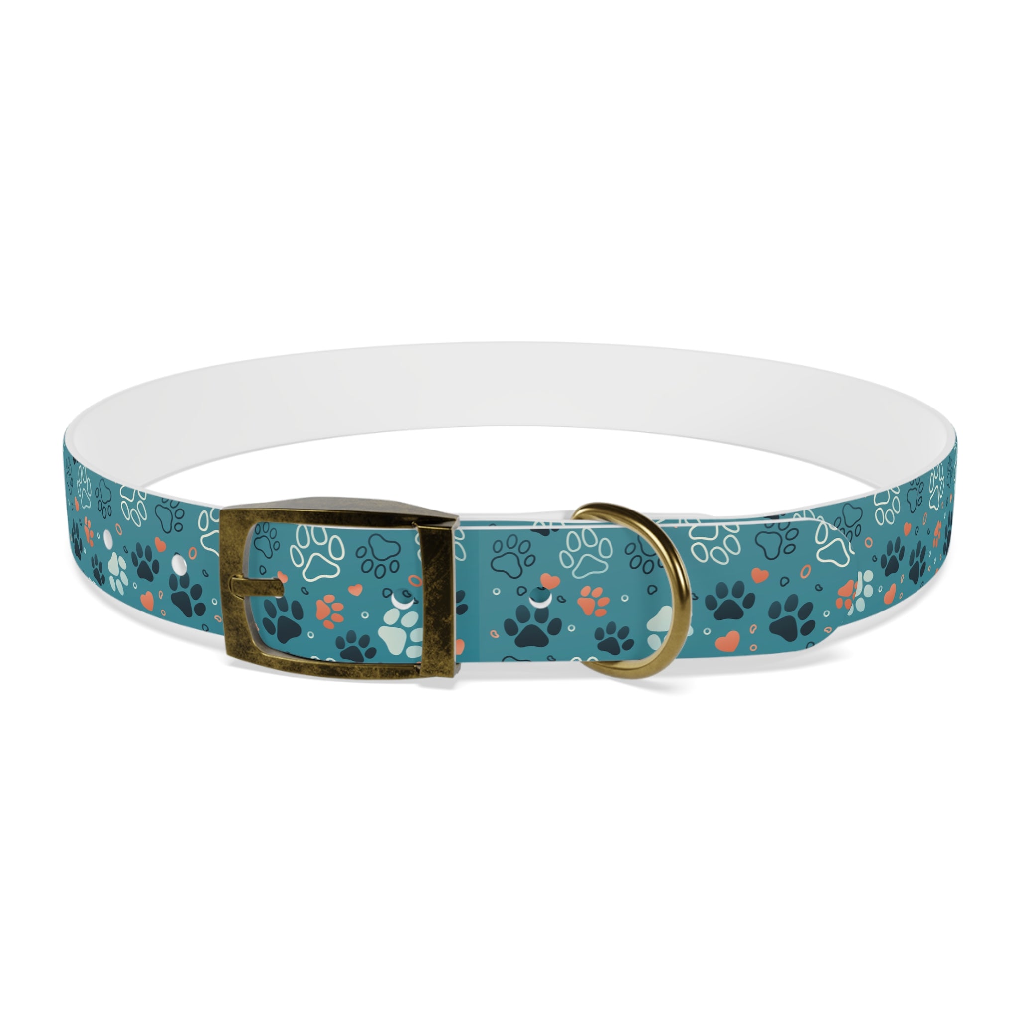 Paw Print Dog Collar — Teal Patterned Pet Collar for Small & Medium Dogs