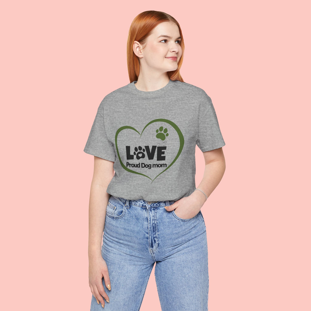 Dog Mom Love T-Shirt — "LOVE Proud Dog Mom" Heart Paw Tee