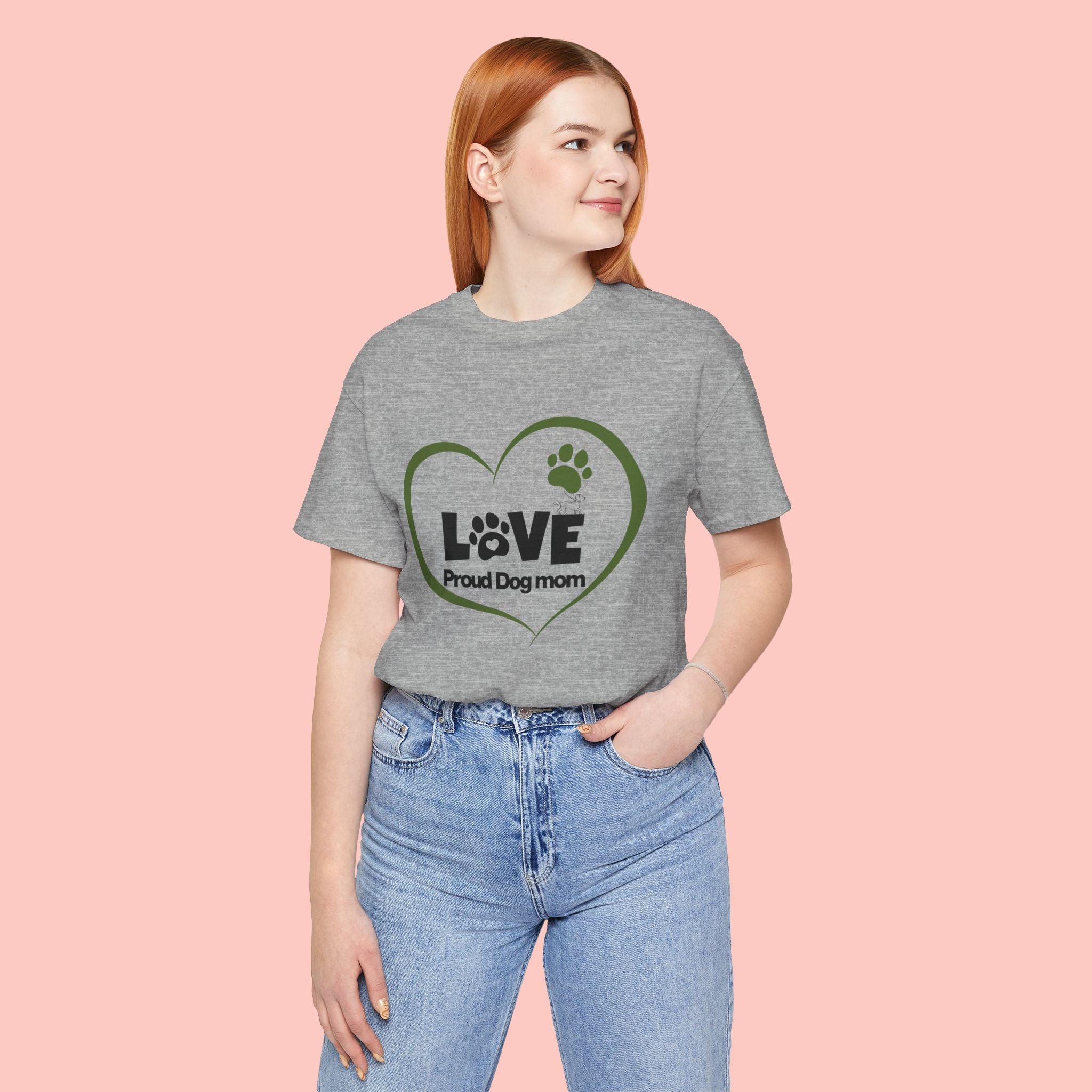 Dog Mom Love T-Shirt — "LOVE Proud Dog Mom" Heart Paw Tee