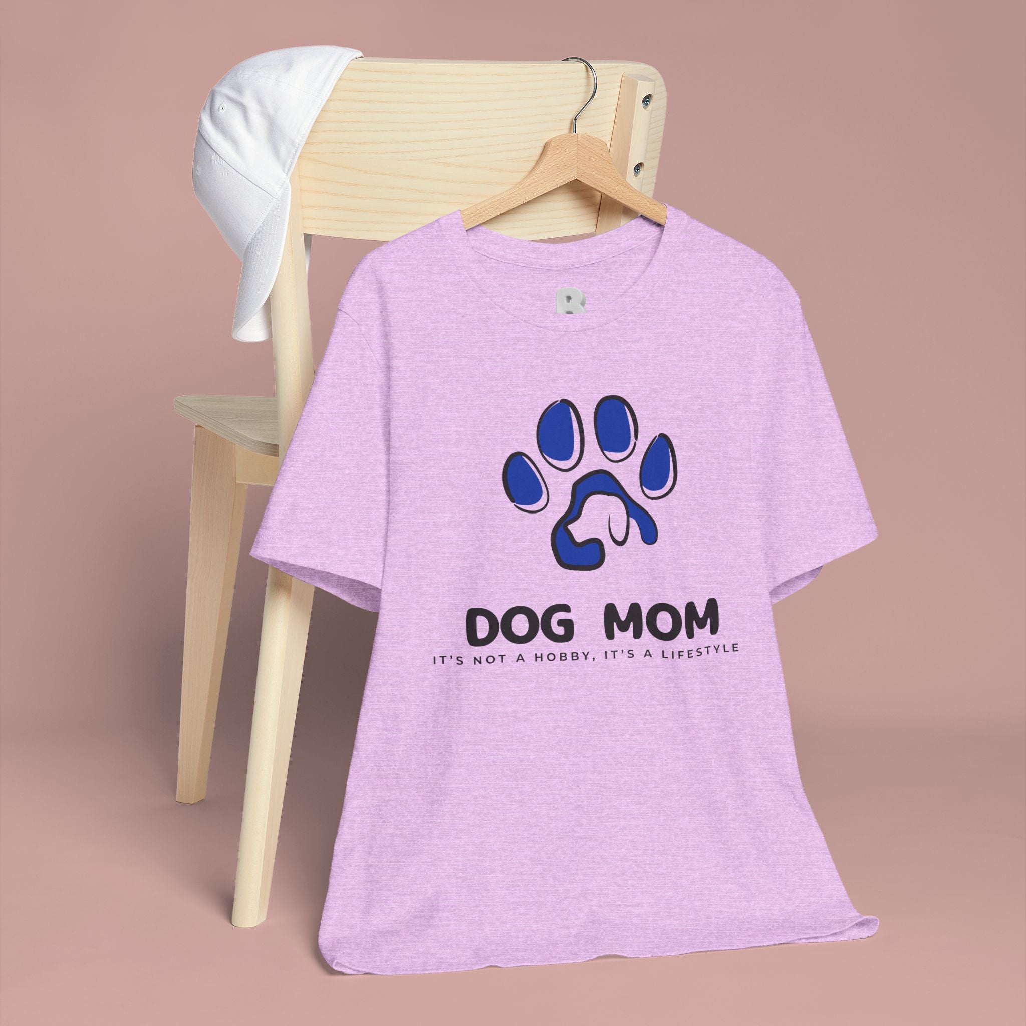 Dog Mom T-Shirt – Blue Paw Graphic "Dog Mom: It's Not a Hobby, It's a Lifestyle"