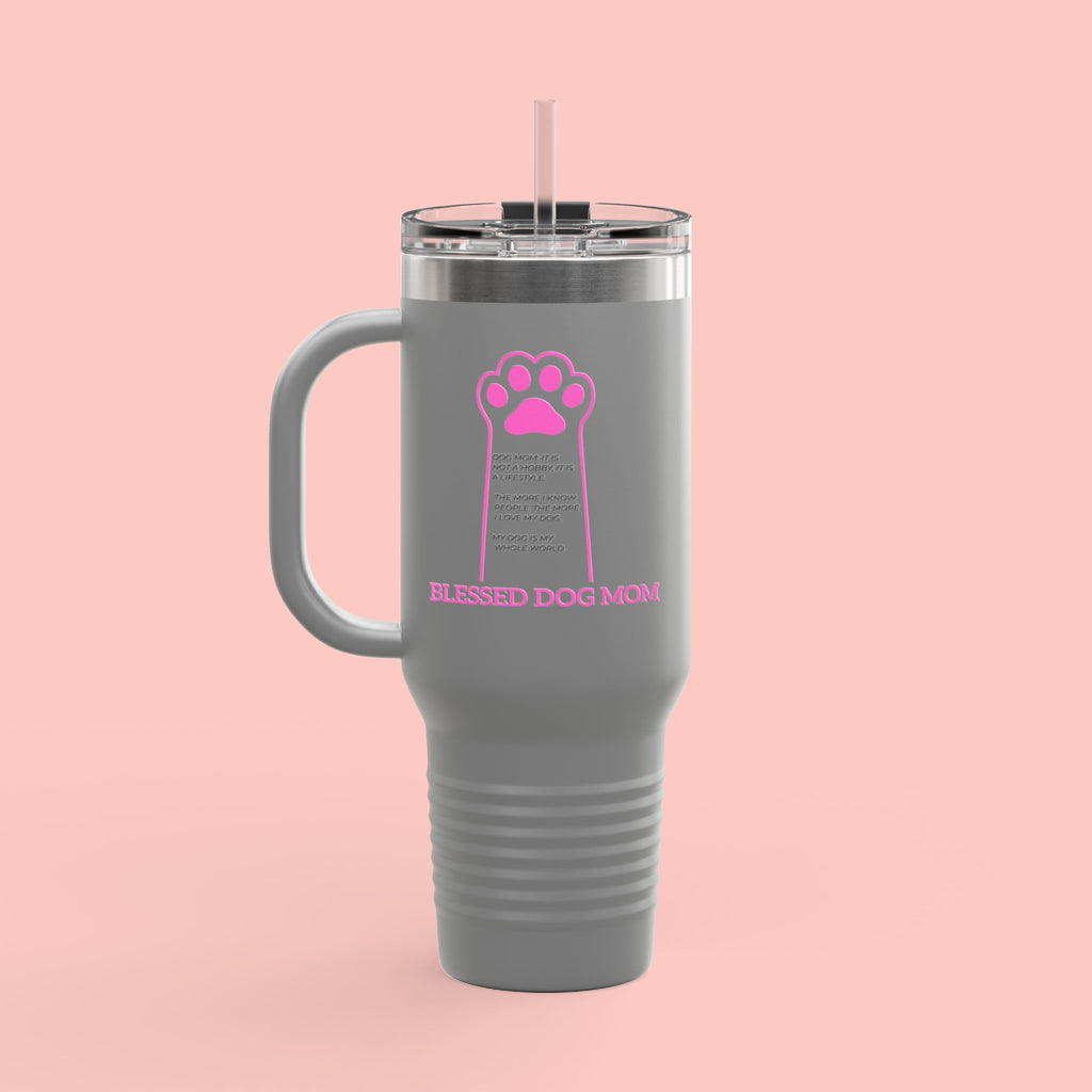 40oz Insulated Travel Mug — 'Groovy Mom' Pink Retro Design