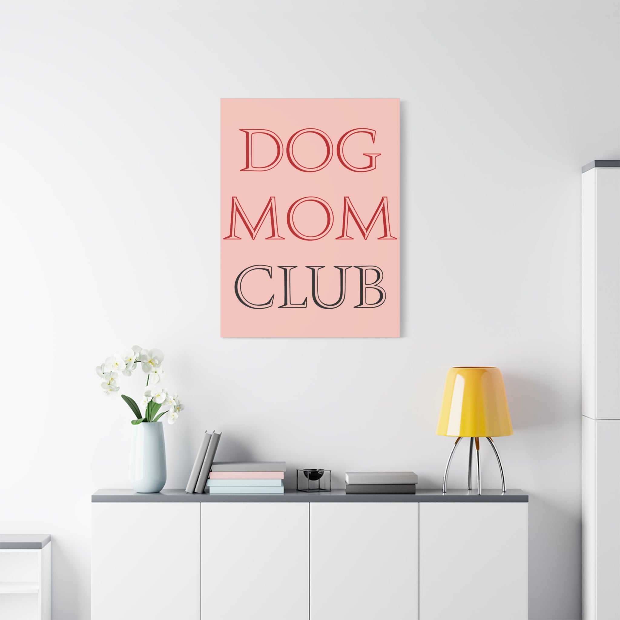 Dog Mom Club Canvas Wall Art — Pink Matte Stretched Canvas