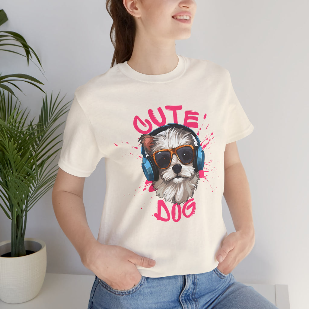 Cute Dog Tee — Headphones Puppy Graphic T-Shirt