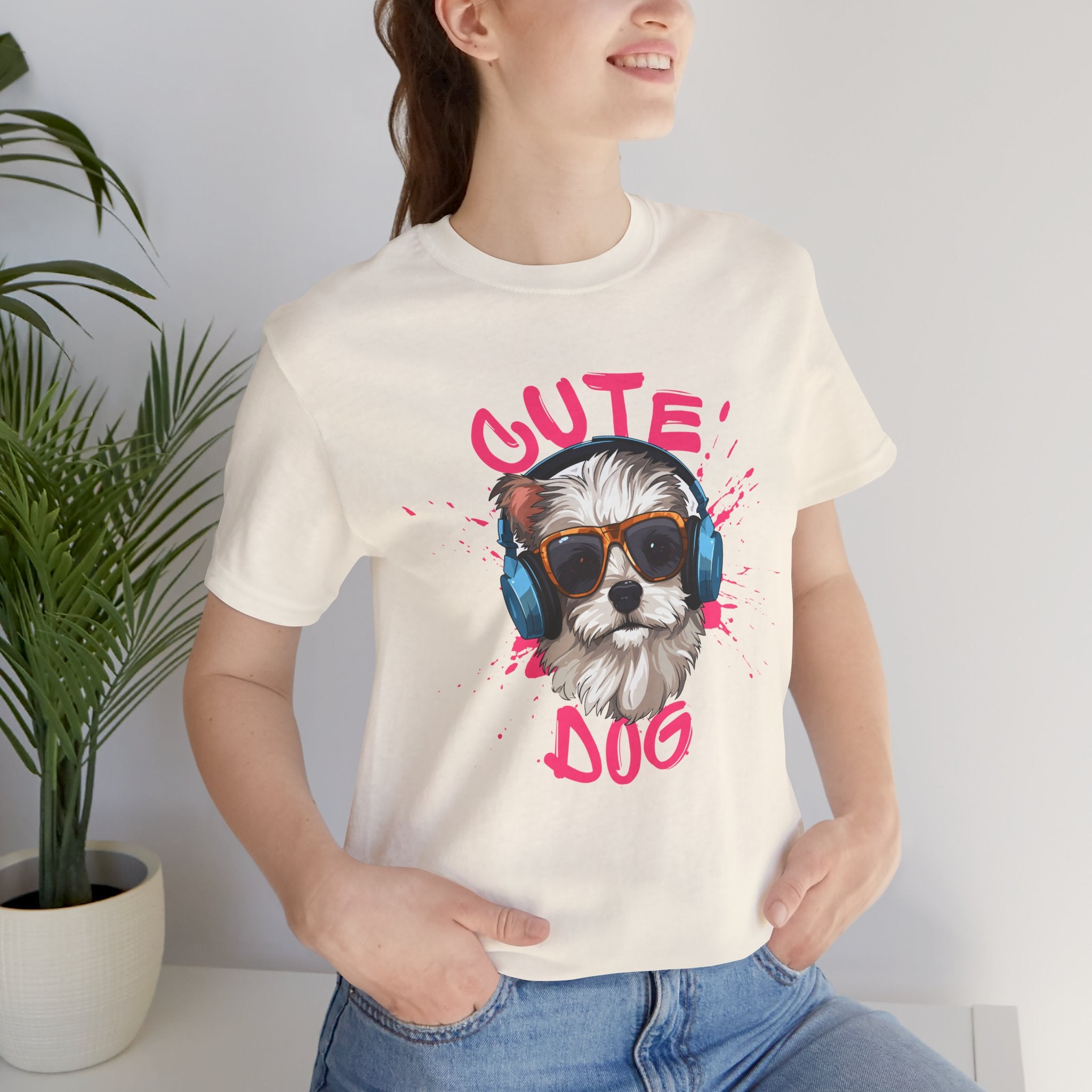 Cute Dog Tee — Headphones Puppy Graphic T-Shirt