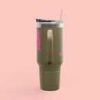 40oz Insulated Travel Mug — 'Groovy Mom' Pink Retro Design