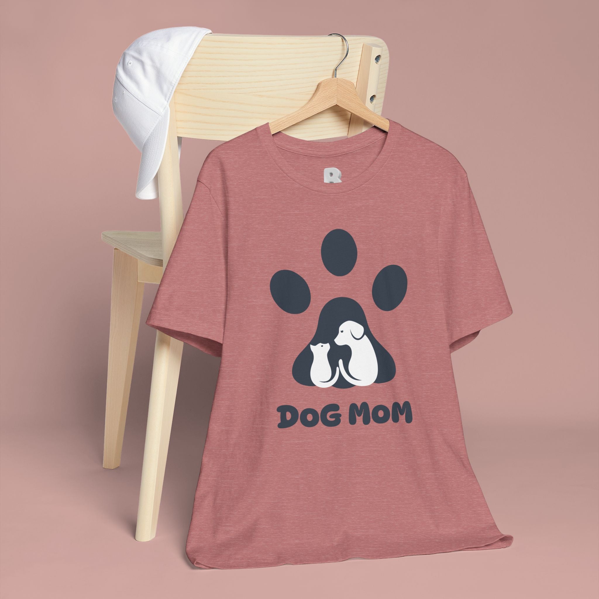 Dog Mom T‑Shirt — Paw Print with Dog & Puppy Graphic