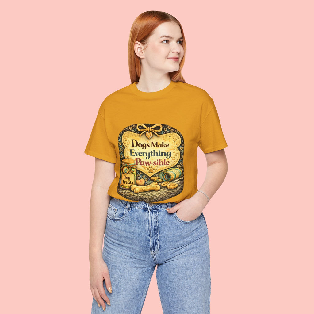 Dog Lover T‑Shirt – "Dogs Make Everything Paw‑sible" Vintage Pet Rescue Tee