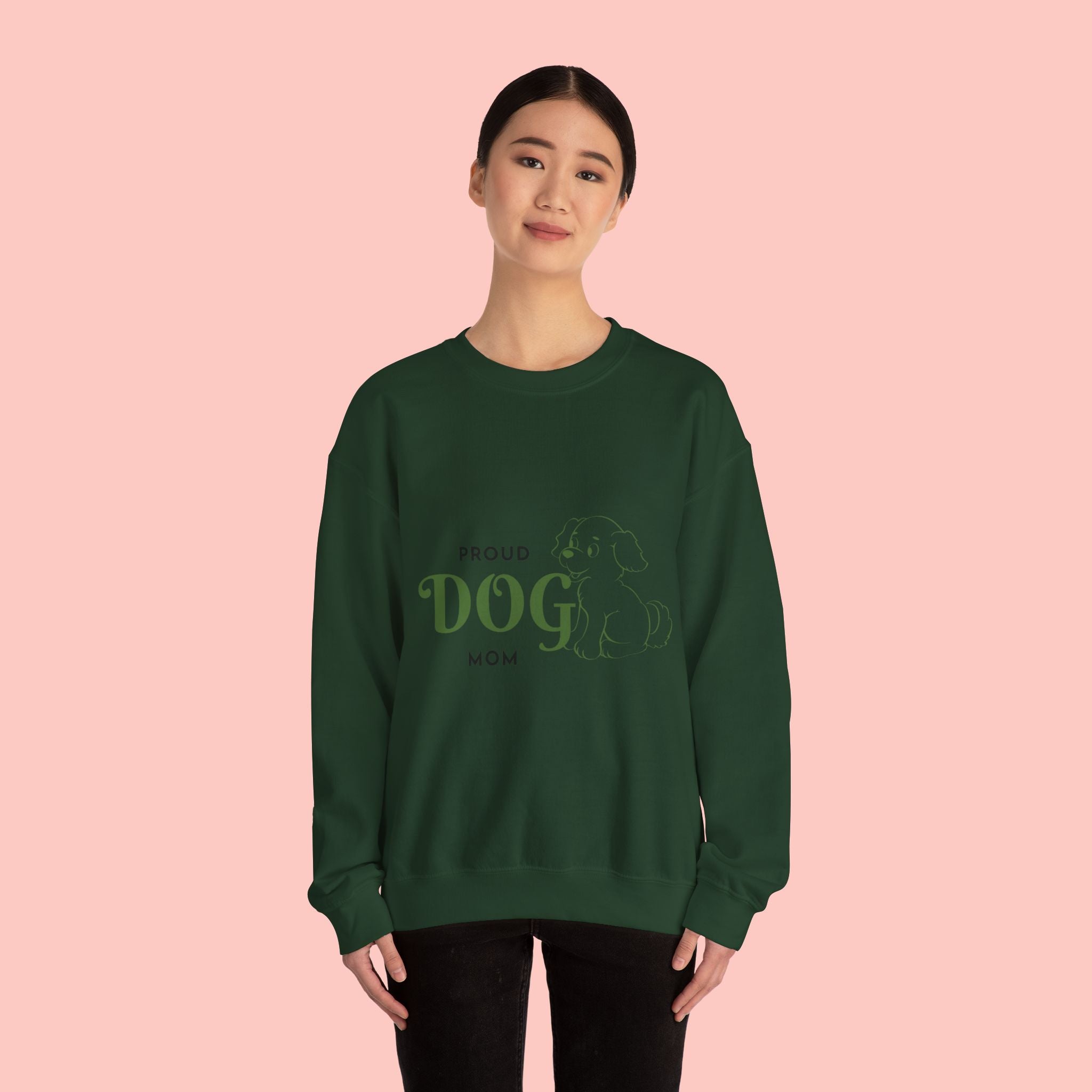 Proud Dog Mom Sweatshirt – Cute Dog Outline Crewneck for Pet Lovers
