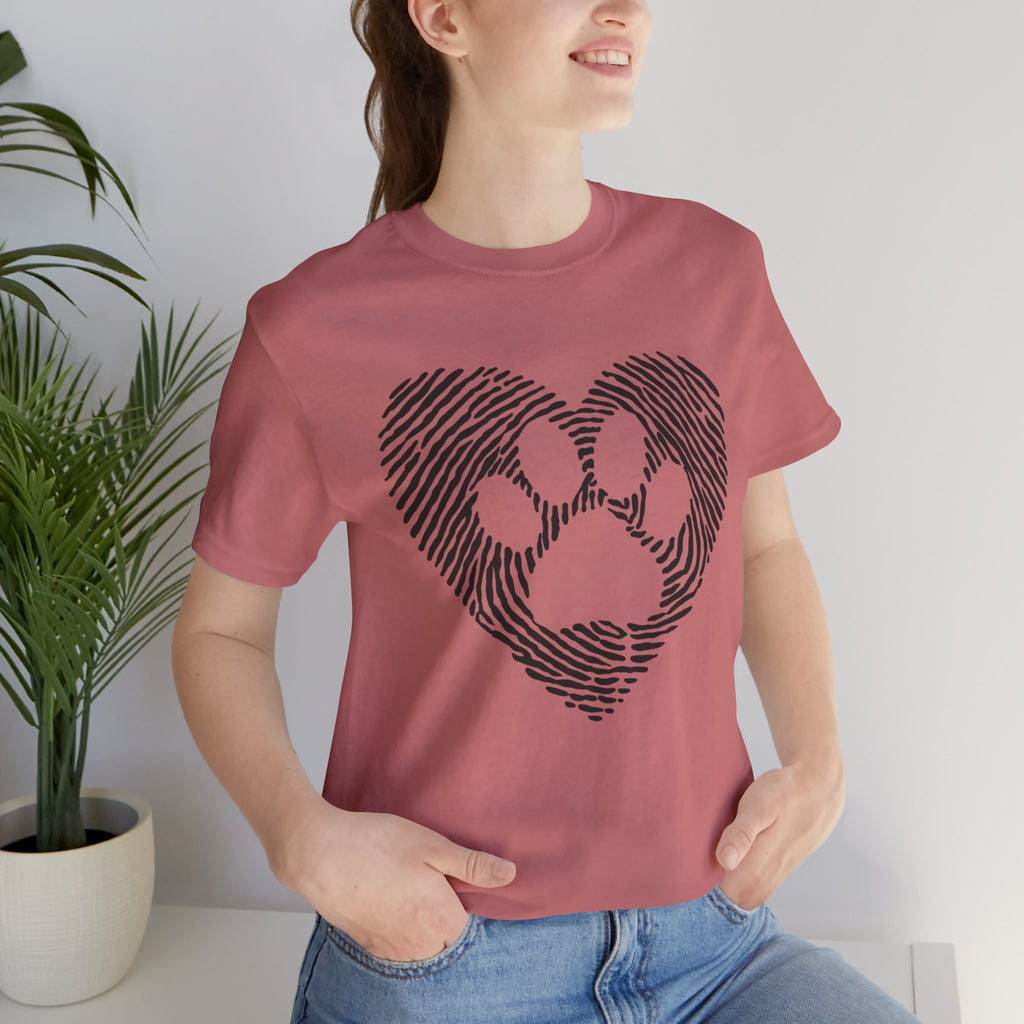 Fingerprint Heart Paw T-Shirt — Dog Paw Love Tee