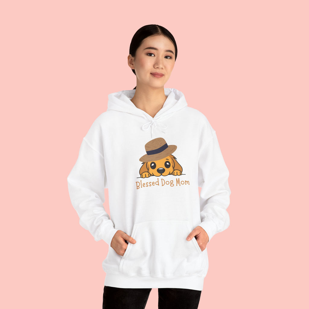 Dog Mom Hoodie - "Blessed Dog Mom" Cute Puppy Hat Sweatshirt