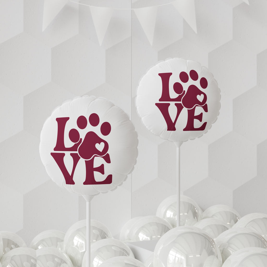 Love Paw Print 11" Balloon — Pet Lover Heart Balloon (Round or Heart)