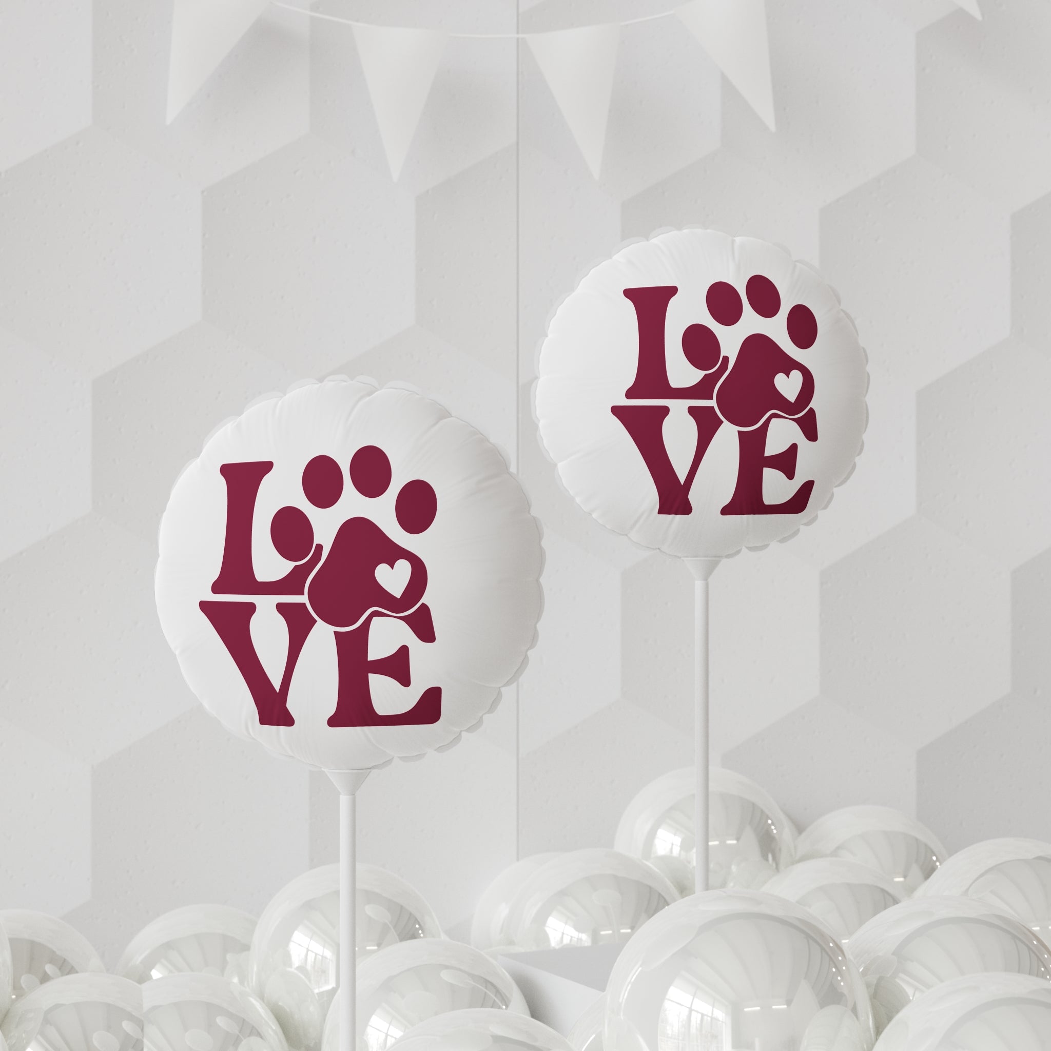 Love Paw Print 11" Balloon — Pet Lover Heart Balloon (Round or Heart)