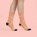 Floral Peach Crew Socks — Cute Ditsy Flower Sublimation Socks