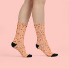 Floral Peach Crew Socks — Cute Ditsy Flower Sublimation Socks