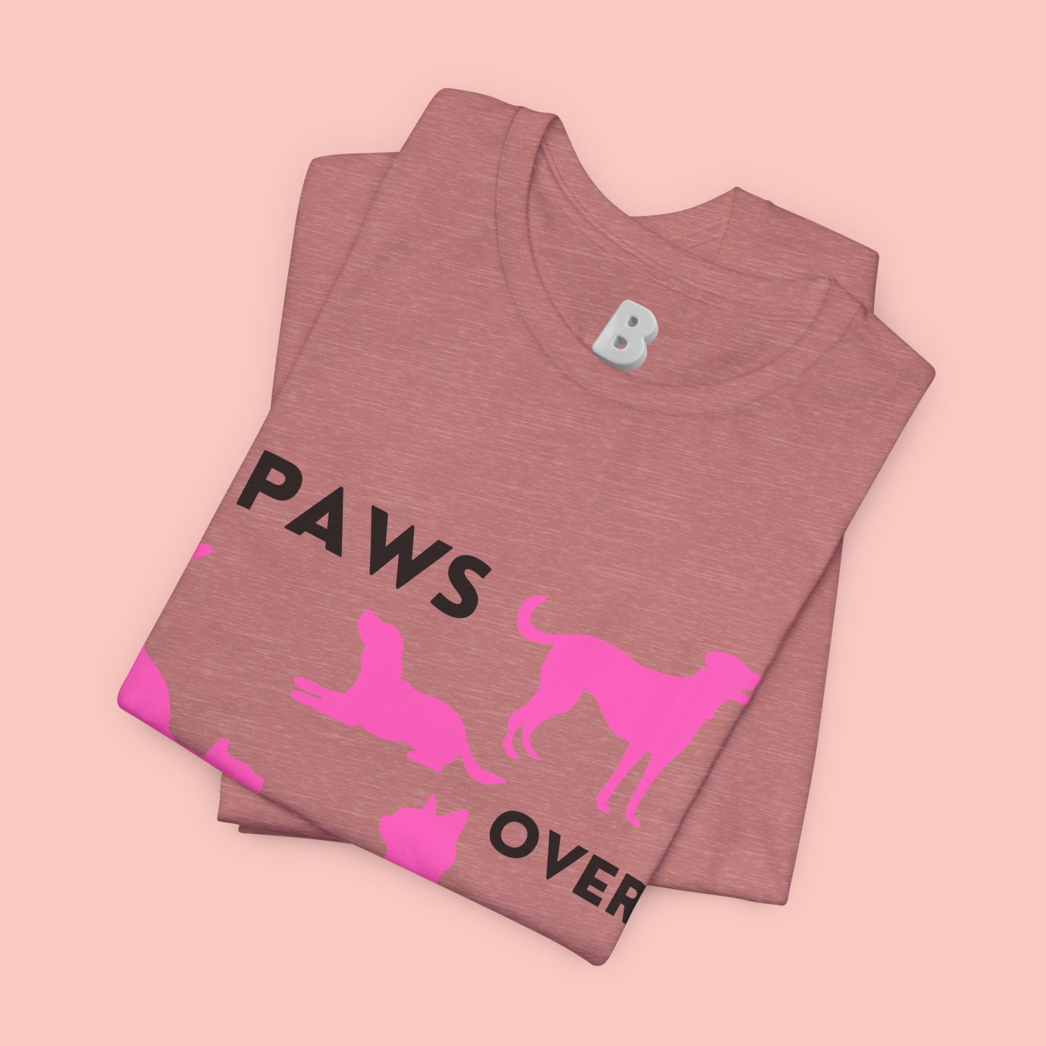 Paws Over People Tee — Pink Cats & Dogs Graphic T-Shirt