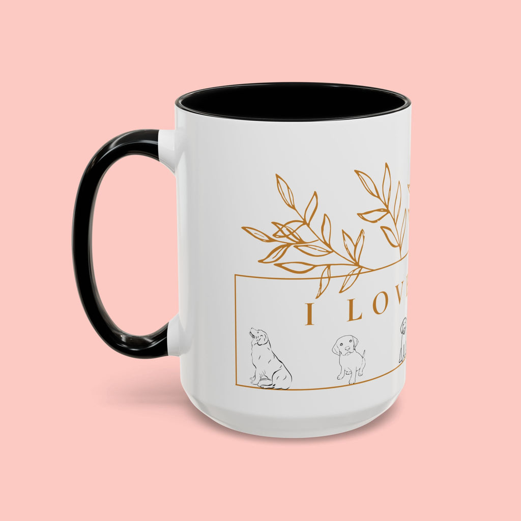 I Love Dogs Accent Coffee Mug — Gold Leaf Dog Lover Ceramic Mug (11oz & 15oz)