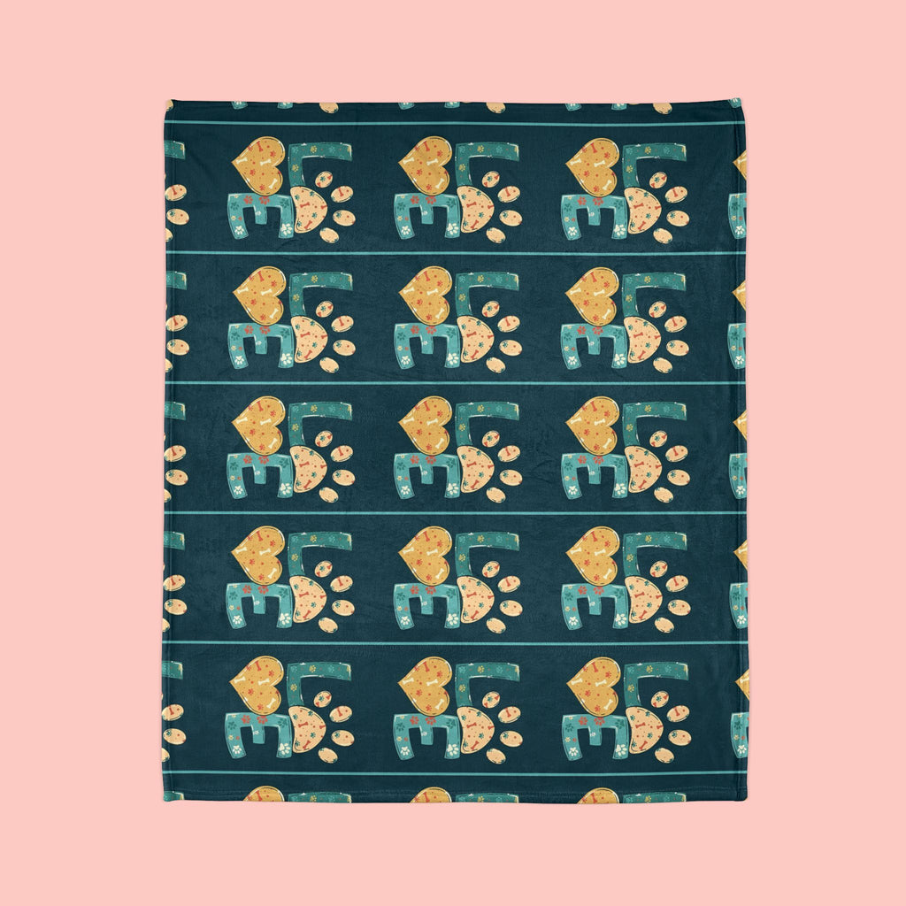 Pet Paw Love Blanket — Cozy Soft Polyester Throw for Dog & Cat Lovers