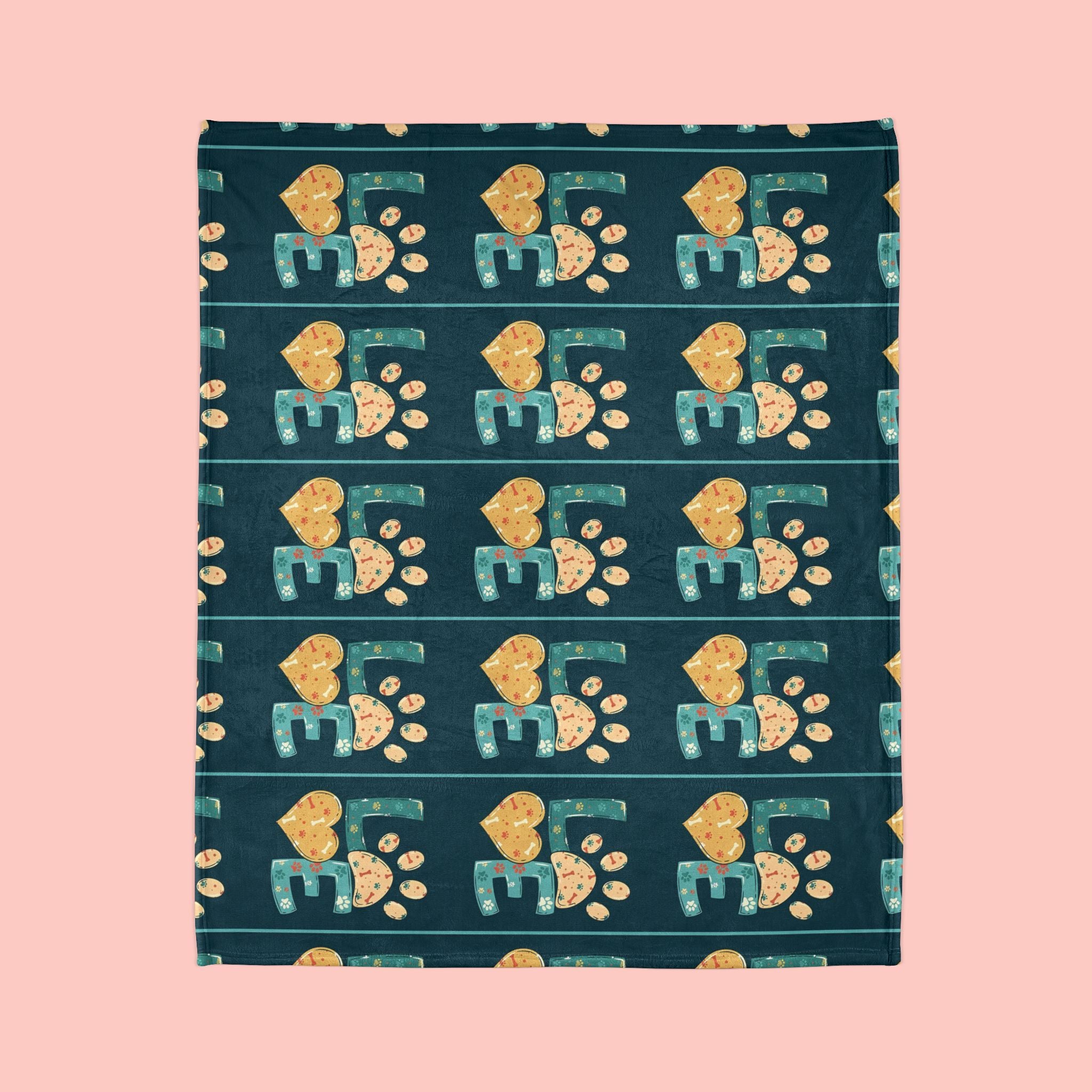 Pet Paw Love Blanket — Cozy Soft Polyester Throw for Dog & Cat Lovers