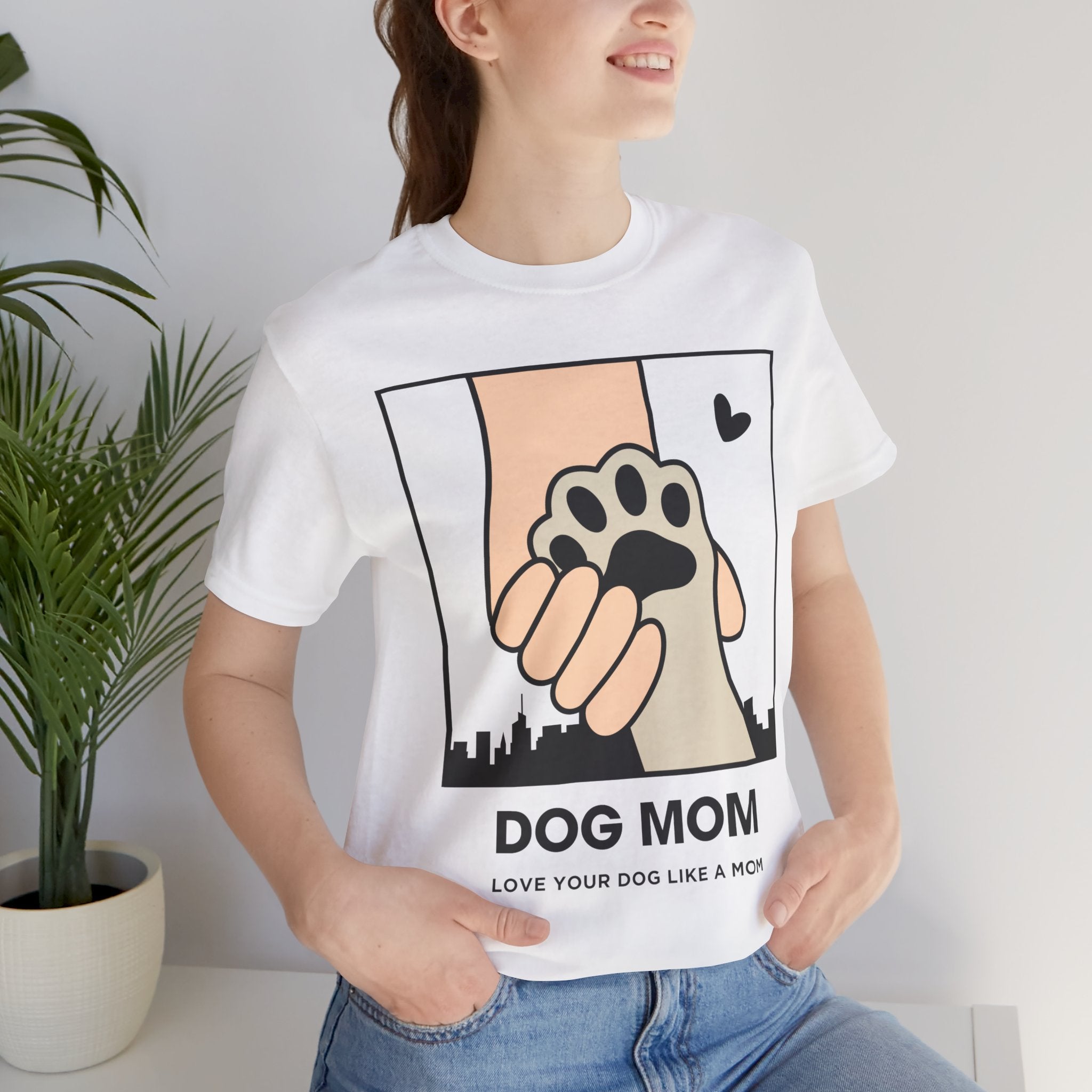 Dog Mom T-Shirt — "Love Your Dog Like a Mom" Paw Print Graphic