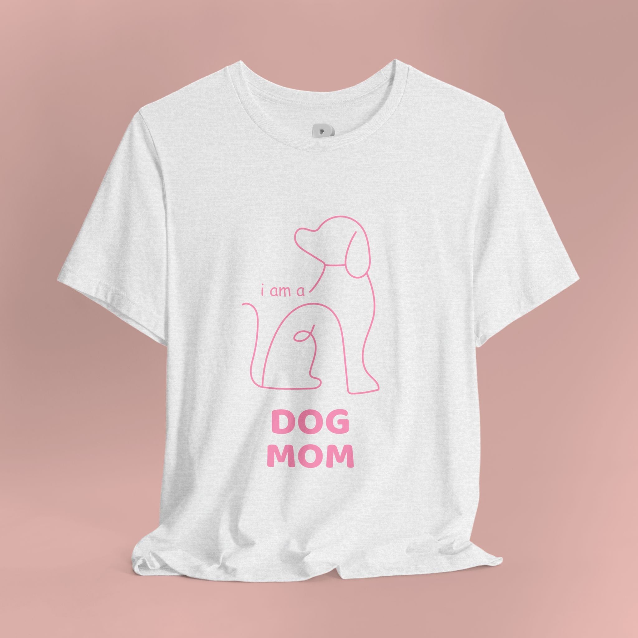 Dog Mom T‑Shirt – Minimal Pink Line Art Dog Tee