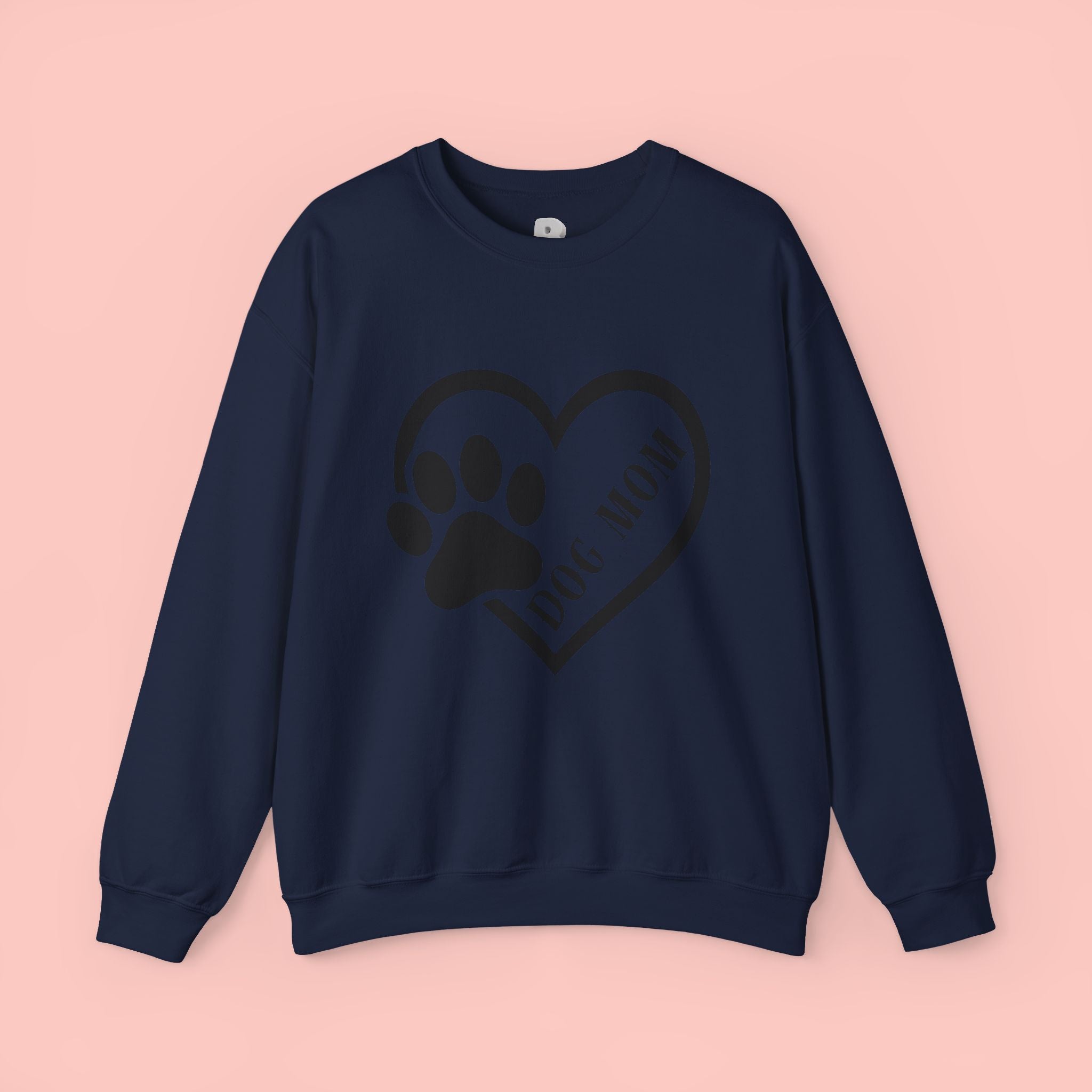 Dog Mom Heart Paw Sweatshirt — Women's Crewneck for Pet Lovers