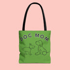Dog Mom Tote Bag — Green All-Over-Print Cute Line-Drawing Dogs