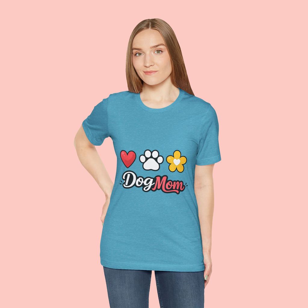 Dog Mom T-Shirt – Heart, Paw & Flower Graphic Tee