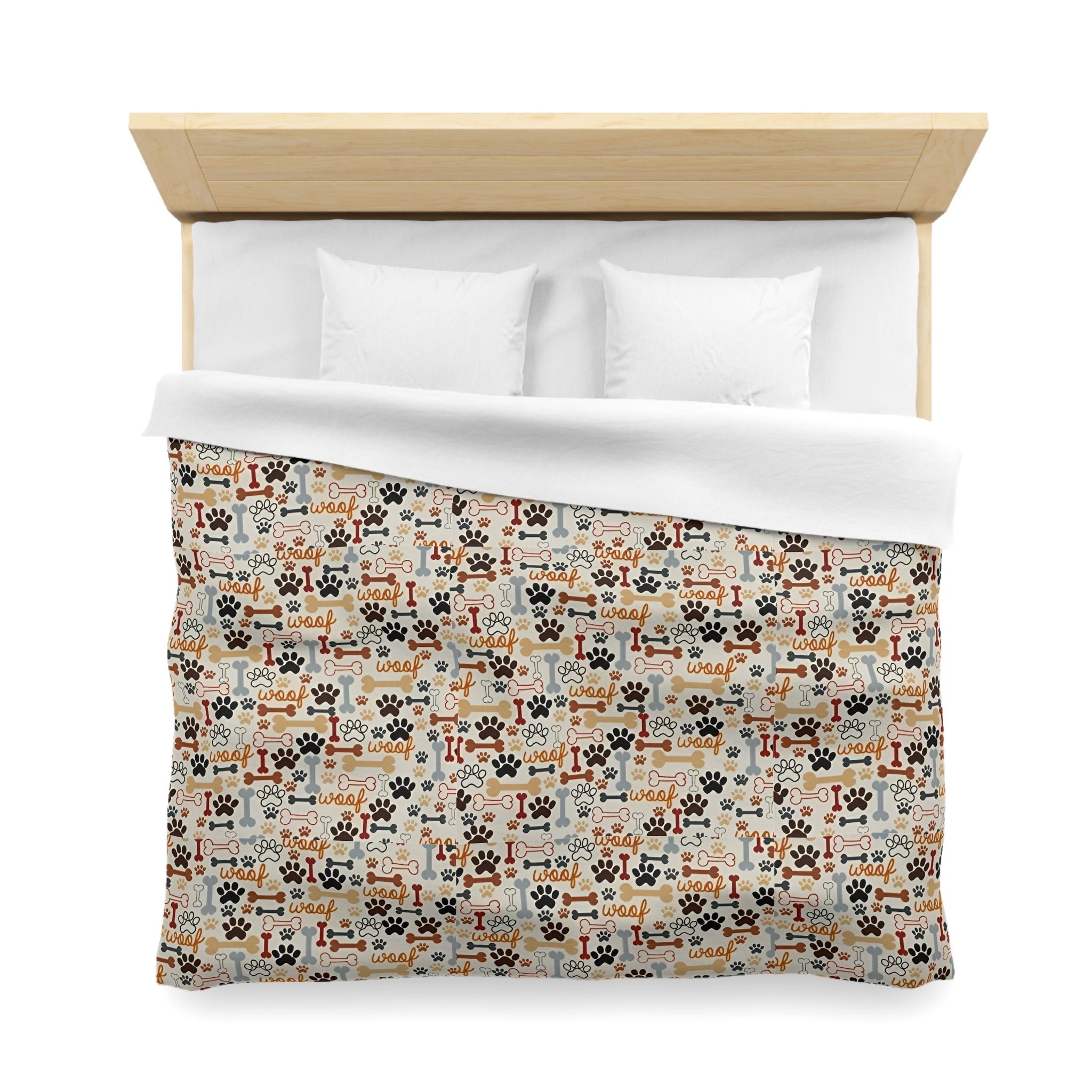 Cat Paw Print Duvet Cover — Cute Cartoon Cats & Paws Microfiber Bedding