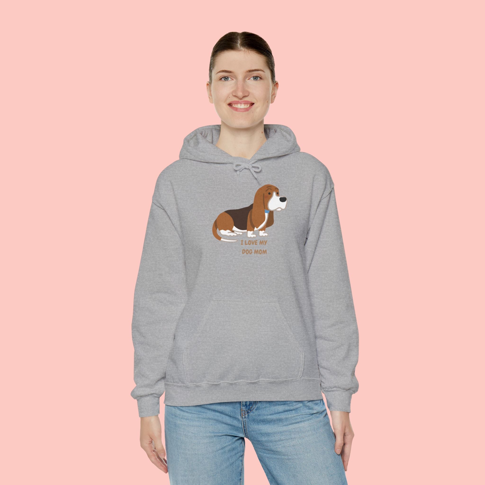 Dog Mom Hoodie — Cute Basset Hound I Love My Dog Mom Sweatshirt