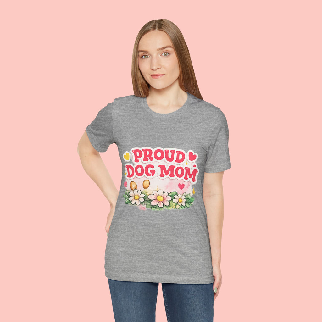 Proud Dog Mom Tee – Floral Retro Heart Design