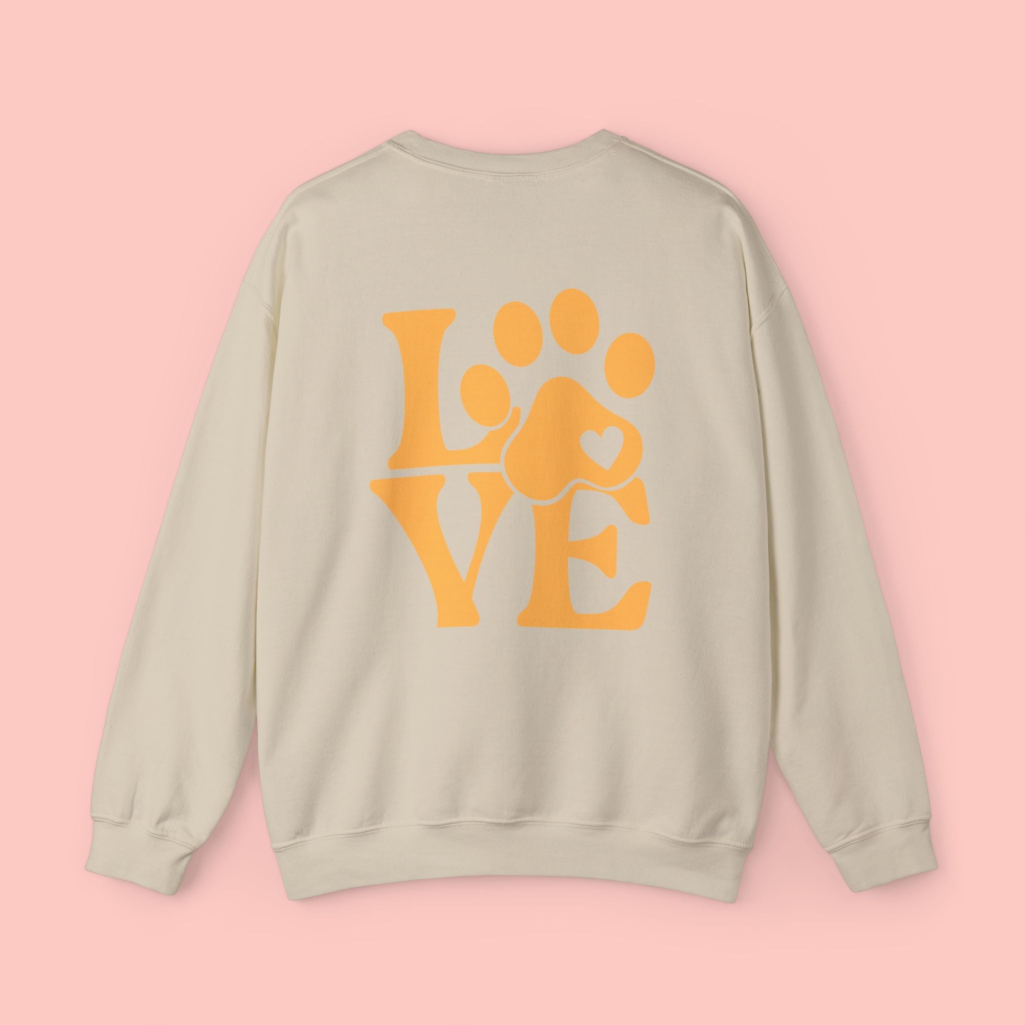 Crewneck Sweatshirt - 'LOVE' Paw Print Graphic | Pet Lover Pullover