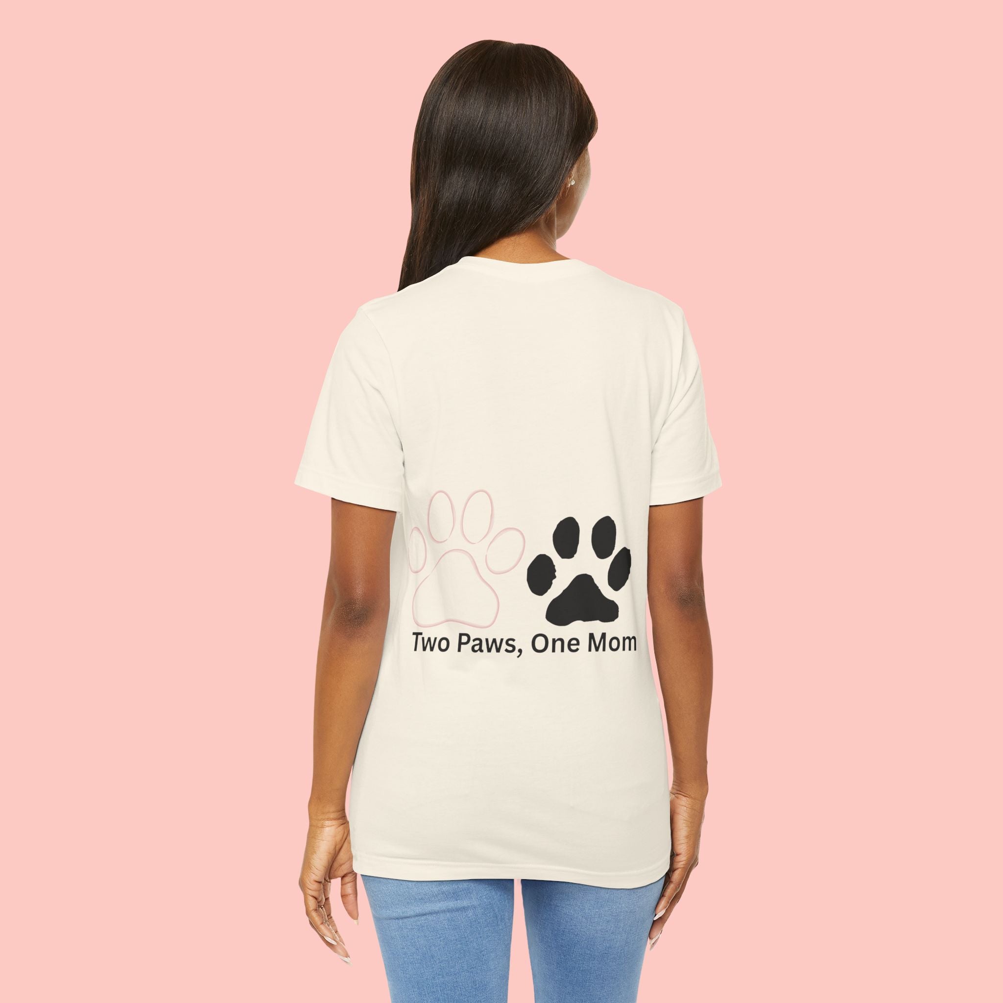 T-Shirt — “Two Paws, One Mom” Paw Print Mom Tee