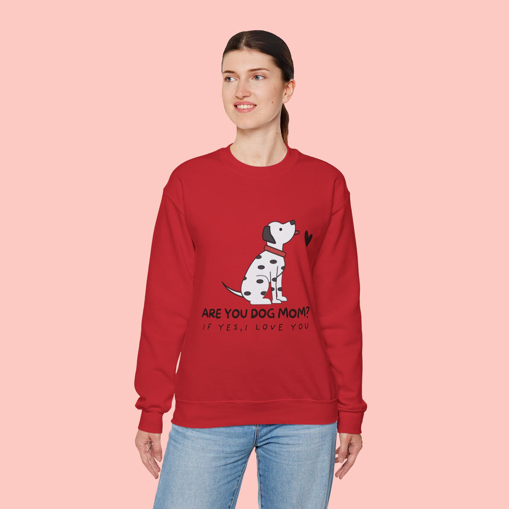 Are You Dog Mom? Cute Dalmatian Crewneck Sweatshirt for Dog Lovers