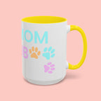 Dog Mom Club Accent Coffee Mug – Colorful Paw Print 11/15oz