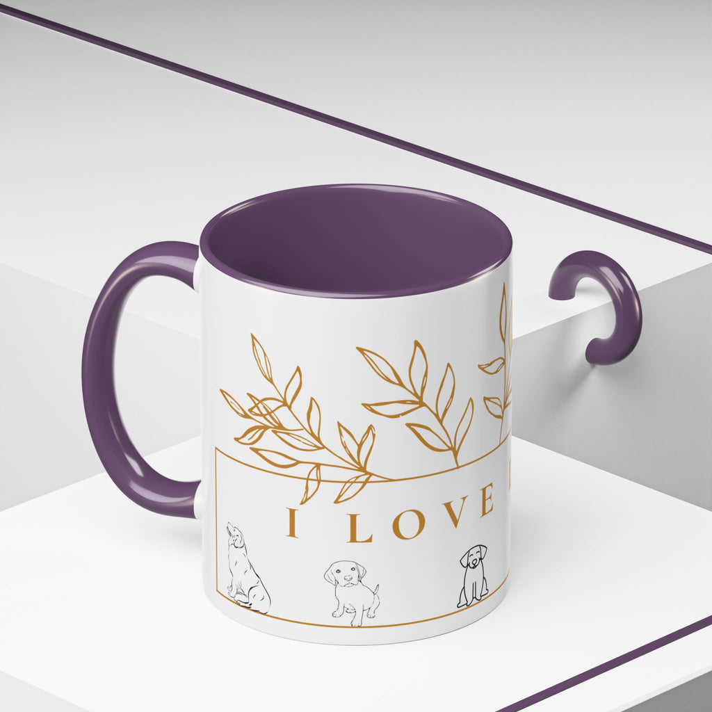 I Love Dogs Accent Coffee Mug — Gold Leaf Dog Lover Ceramic Mug (11oz & 15oz)